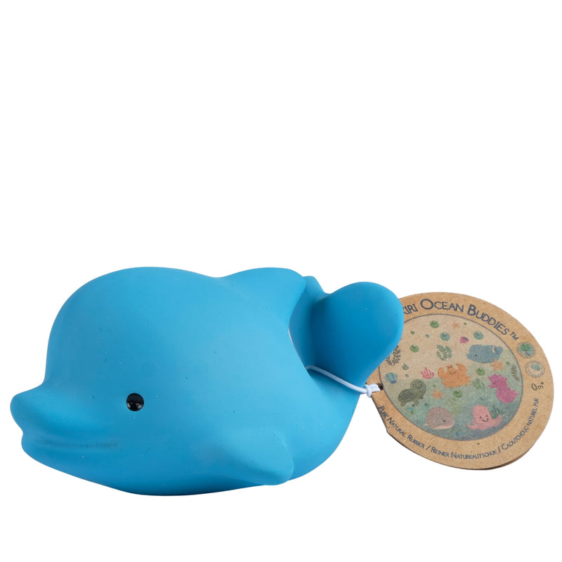 Dolphin natural rubber baby teether rattle and bath toy